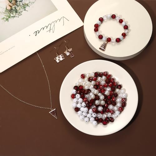 3000PCS+ Game Day Beads for Bracelets Making Clay Heishi Beads Pearl Acrylic Letter Bead Enamel Football Charms for Bracelet Earrings Necklace Making DIY Game Day Accessories (Burgundy White) - Image 4