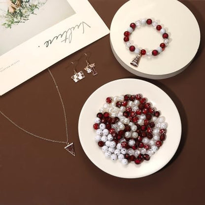 3000PCS+ Game Day Beads for Bracelets Making Clay Heishi Beads Pearl Acrylic Letter Bead Enamel Football Charms for Bracelet Earrings Necklace Making DIY Game Day Accessories (Burgundy White) - Image 4