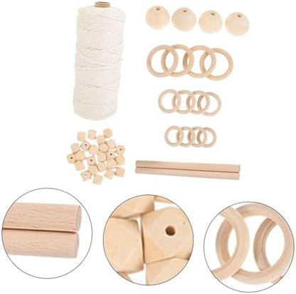 Vaguelly DIY Macrame Kit Cotton Cord and Wood Beads 1 Set for Beginners Handmade Tapestry Craft Supplies for Home Decor - Image 5