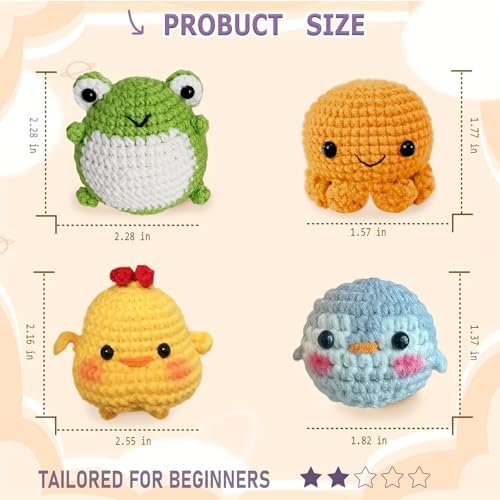 YAMAXIN Crochet Kit for Beginners with 9 Hooks (2.0–6.0mm), 8 Animal Patterns & Yarn – Learn to Crochet Starter Set with Tools & Case – Amigurumi DIY Craft Kit for Adults & Kids - Image 4