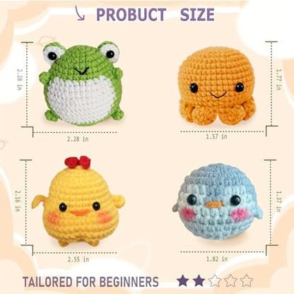 YAMAXIN Crochet Kit for Beginners with 9 Hooks (2.0–6.0mm), 8 Animal Patterns & Yarn – Learn to Crochet Starter Set with Tools & Case – Amigurumi DIY Craft Kit for Adults & Kids - Image 4