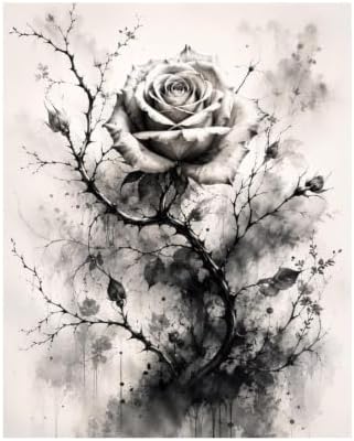 Bozfoxa Paint by Numbers Kit for Adults Beginner Gray Thorn Rose by Unknown