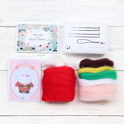 Szecl Santa Claus Wool Felting Kit Tool Supplies with Gift Box, Christmas Needle Felting Kit Beginner DIY Non Finished Poked Set Xmas Ornaments, 4Pcs Needles, 2Pcs Eyes, Felting Foam Mat, Instruction - Image 4