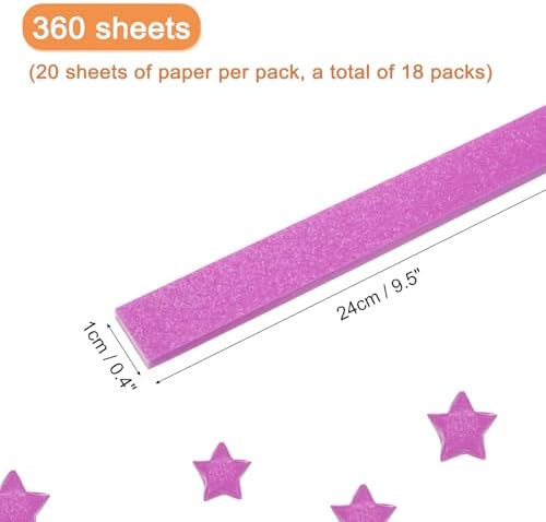 MECCANIXITY 360 Sheets Origami Paper Glitter Stars Papers Light Purple Fold Paper for Beginner Arts Crafts Projects,0.4 x 9.5 Inch - Image 2