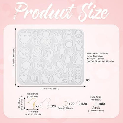 Spritewelry Cat Silicone Mold for Earring Resin Earring Molds Cute UV Resin Molds for Keychain Making Kit for Women DIY Earring Bracelet Necklace Jewelry Making - Image 2