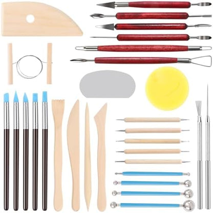 Tovotum Clay Sculpting Tools Kit 30PCS Ceramic Pottery Carving Tools Set by Tovotum