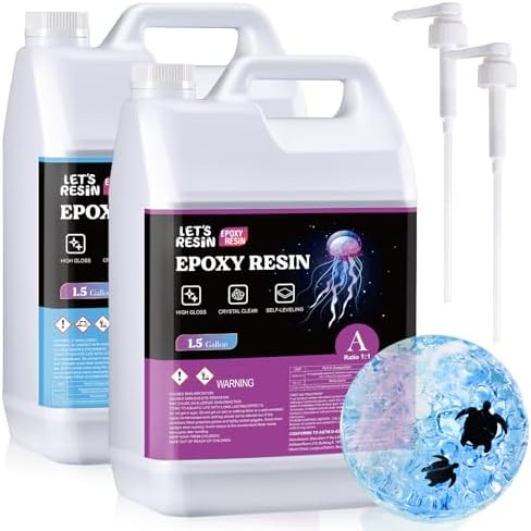 3 Gallon Clear Epoxy Resin with Pumps, Bubble Free & High-Gloss Epoxy Kit by LETSRESINEPOXYRESIN