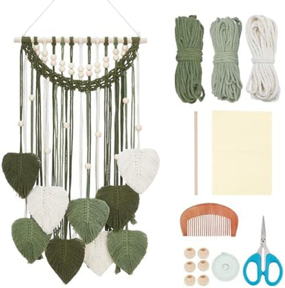 ORIGACH DIY Macrame Leaf Wall Hanging Kit Boho Macrame Leaf Tapestry Kit for Adults Beginner Handmade Macrame Feather Wall Hanging Decor for Living Room Bedroom by ORIGACH