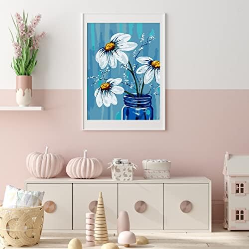 Ginkko Paint by Numbers for Adults Kids Beginners with Wooden Frame Easy Acrylic on Canvas 12x16 inch with Paints and Brushes, Vase Flower(Include Framed) - Image 3