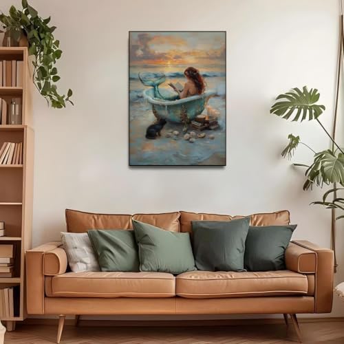 Mermaid bathtub Paint by Numbers Kit for Adults Beginner (Without Frame) - Image 2