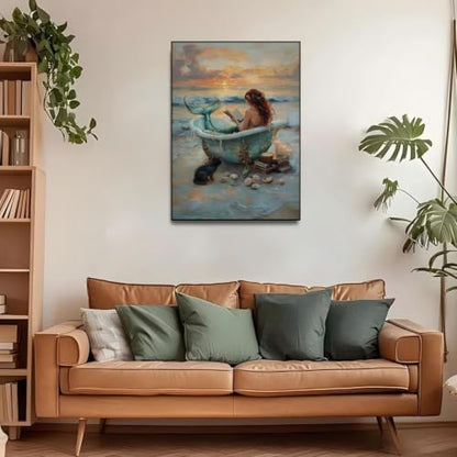 Mermaid bathtub Paint by Numbers Kit for Adults Beginner (Without Frame) - Image 2
