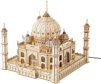 3D Wooden Puzzles for Adults 388pcs LED Light Taj Mahal Castle DIY Wooden Assembly Kit for Teens Home Decor - Image 3