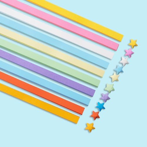 Origami Paper Stars, Colorful Handcraft Origami Lucky Star Paper DIY Paper Arts Creativity Hand Art Crafts (10-color mix (1350) sheets) - Image 2