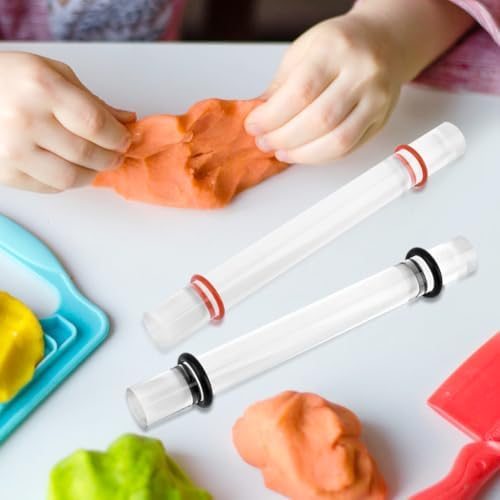 2Pcs Acrylic Clay Rollers, Clay Rolling Pin with Thickness Ring - Image 4