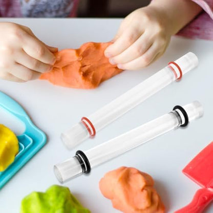 2Pcs Acrylic Clay Rollers, Clay Rolling Pin with Thickness Ring - Image 4