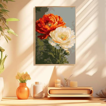 Mowana Flowers Paint by Numbers Kit for Adults Framed Canvas - with Wooden Easel, Adults' Paint-by-Number Kits Flower DIY Acrylic Oil Painting Kits Arts Crafts 7.8x11.8inch - Image 2