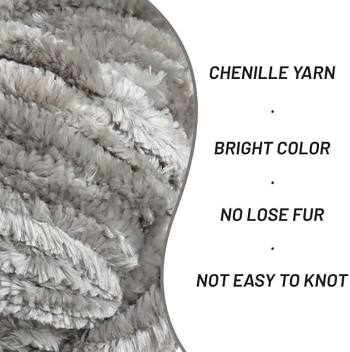 Chenille Velvet Soft Yarn Grey 2 Pack - Image 2