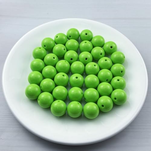 40pcs Acrylic Round Beads for Crafts 16mm Resin Candy Color Spacer Beads with Hole for Jewelry Making Sewing Crafts Decoration Necklaces Bracelets Earrings Supplies(Green) - Image 2