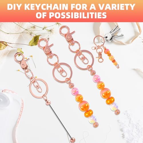 72 Pcs Beadable Keychains Bars bulk - 36 Rose Gold DIY Metal Beaded Keychain Making Kit + 36 Bags Included, Bead Keychain Supplies,Blank Key Chain, Perfect for Women, Men, Mother's Day, Birthday Gift - Image 5