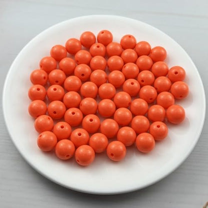 60pcs Acrylic Round Beads for Crafts 14mm Resin Candy Color Spacer Beads with Hole for Jewelry Making Sewing Crafts Decoration Necklaces Bracelets Earrings Supplies(Orange) - Image 2