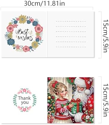 DIY Diamond Greeting Cards Set Christmas, 5D DIY Diamond Art Painting Greeting Card, DIY Christmas Card Making Kits for Family Friends Handmade Gift-#07-2 Set - Image 3