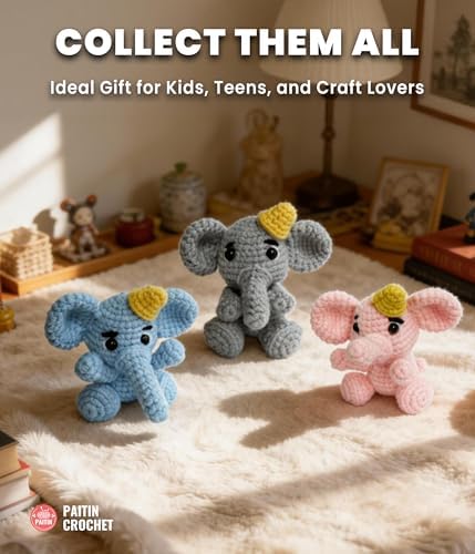 PAITIN Crochet Starter Kit – Easy DIY Craft Set for Adult Beginners, Handmade Yarn Art Project with Video Guidance (Elephant) - Image 4