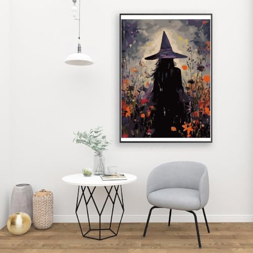 Eiazuiks Halloween Stamping Cross Stitch Kit, Witch Halloween Counting Cross Stitch Kit for Adult Beginners, Full Line DIY Stitching Kit for Home Decor Cross Stitch Patterns 12x16 inches - Image 3