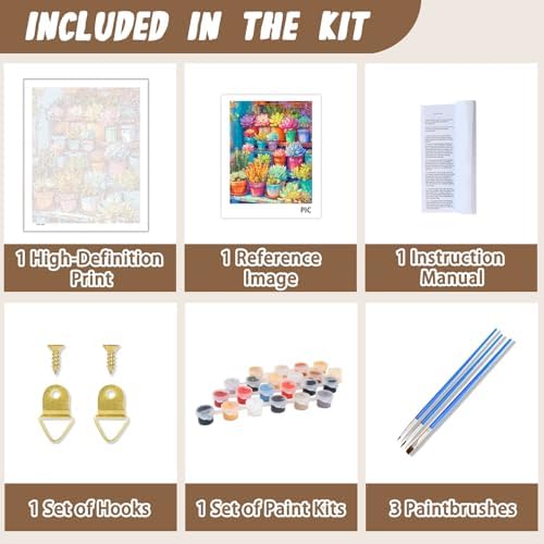 XTCIXAL Paint by Numbers Kit for Adults, Succulent - 16X20 Inch - Image 5