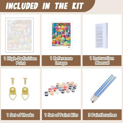 XTCIXAL Paint by Numbers Kit for Adults, Succulent - 16X20 Inch - Image 5