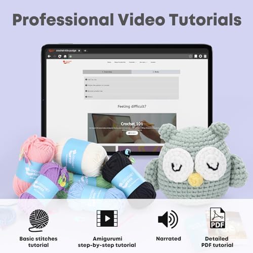 Complete Beginners Crochet Kit - Owl Crochet Kit, All You Need for Crocheting, Step-by-Step Video Tutorials, Instruction, Tools, Holiday Birthday Gift for Adults, Teens - Image 4