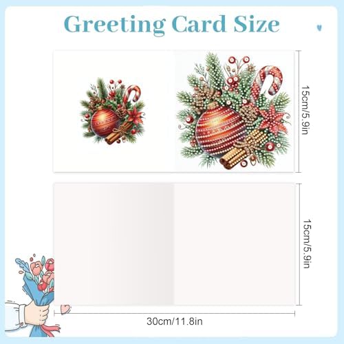 Diamond Art Christmas Cards Kit, 6PCS DIY Diamond Painting Christmas Cards with Envelopes, 5D Diamond Dot Greeting Cards for Adults, Xmas Card for Holiday Crafting Gifts (Christmas Atmosphere) - Image 4