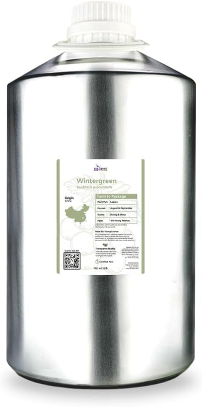 Nature Packaged Wintergreen Essential Oil - Direct from Bio-Young Aromas China - Steam Distilled - Aceite de Gaulteria for Aromatherapy, Massage, Diffuser, DIY Candle and Soap Making - 22lbs