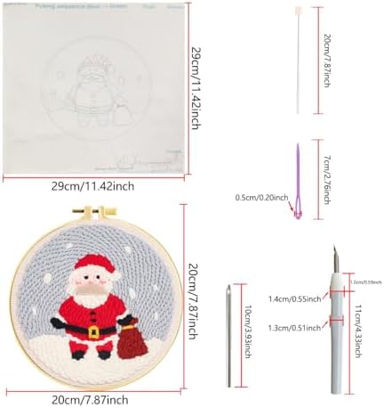 Zhenqing Festive Santa Claus Punch Needle Embroidery Kit | 29x29cm Holiday Craft Set with Hoop & Tools | DIY Christmas Wall Decor for Beginners（Z95028C） - Image 3