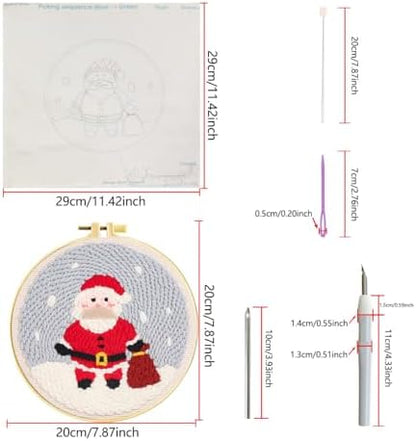 Zhenqing Festive Santa Claus Punch Needle Embroidery Kit | 29x29cm Holiday Craft Set with Hoop & Tools | DIY Christmas Wall Decor for Beginners（Z95028C） - Image 3