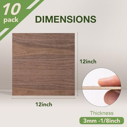 Rowood 10 Pack Walnut Plywood 1/8,12x12x1/8inch,3mm Thick Unfinished Wood for Laser Cutting and Engraving,DIY Ornaments,Wood Burning,Models Drawing - Image 2