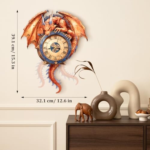 3D Wooden Puzzle for Adults - Fiery Dragon Clock - Image 3
