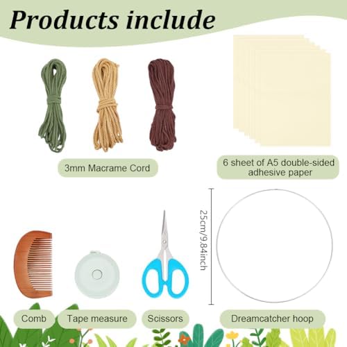 ORIGACH DIY Macrame Tree of Life Wall Hanging Kit Handmade Boho Leaves Tapestry Macrame Kit for Beginner Adults with Step by Step Instruction Macrame Wall Decor for Living Room, Dark Green - Image 2