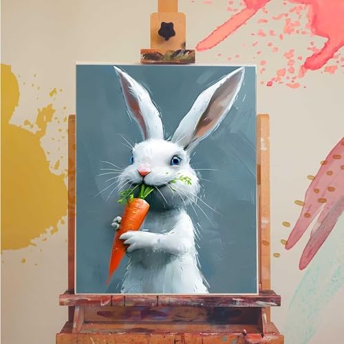 Paint by Numbers Kit for Adults Beginner, Rabbit Paint by Numbers Animal, DIY Easy Acrylic Watercolor Oil Painting Kit with Brushes, Arts and Crafts for Adult for Home Wall Decor, Gifts 20x26 in 8-36 - Image 3