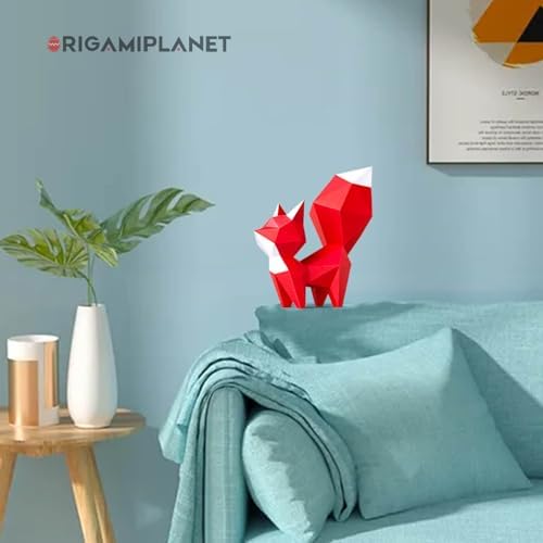 Red Fox 3D Origami Paper Craft Kit, Creative Handmade Paper Art for Home Decor, Unique DIY Animal Models Papercraft Set Present for Lady/Wife/Woman - Image 5