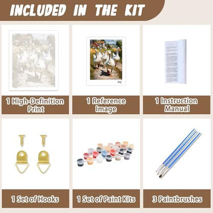 XTCIXAL Paint by Numbers Kit for Adults, Duck, 16X20 Inch - Image 5