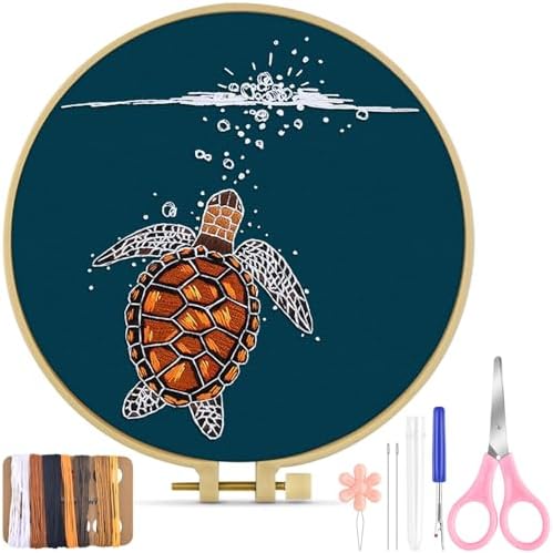 TINDTOP Embroidery Kit for Beginners Adult, Turtle Embroidery Practice Kit by TINDTOP