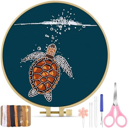 TINDTOP Embroidery Kit for Beginners Adult, Turtle Embroidery Practice Kit by TINDTOP