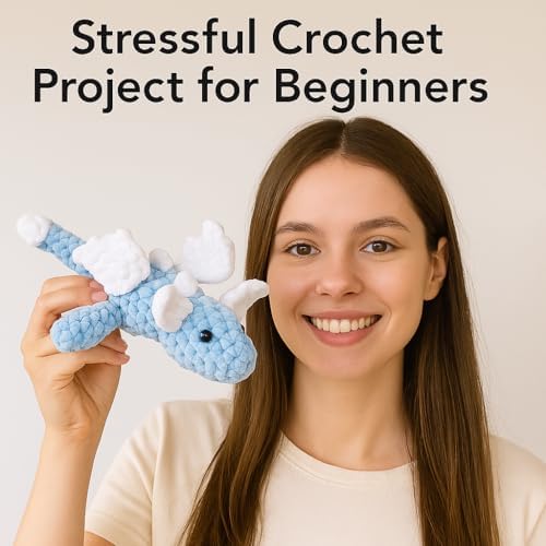Cute Dragon Crochet Kit for Beginners, Learn to Crochet Starter Set with Step-by-Step Video Tutorial & Crocheting Manual, Easy Yarn Knitting Kit for Adult, Stuffed Animal Doll for Xmas Gift - Image 6