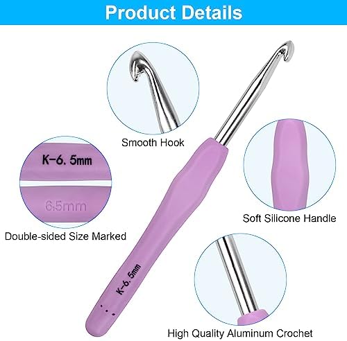 MECHEER Crochet Hooks 12 Sizes Crochet Hook Set, 51 Pack Yarn Crochet Kit for Beginners, Knitting Needles with Ergonomic Handles for Arthritic Hands, Crochet Needle Kit with Blue Case for Crocheters - Image 3