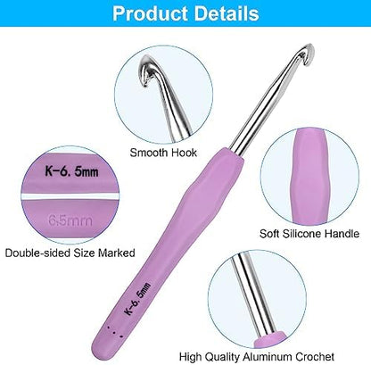 MECHEER Crochet Hooks 12 Sizes Crochet Hook Set, 51 Pack Yarn Crochet Kit for Beginners, Knitting Needles with Ergonomic Handles for Arthritic Hands, Crochet Needle Kit with Blue Case for Crocheters - Image 3