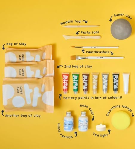 Pott'd Mini Pottery Kits | Air Dry Clay Pottery Kit for Adults | Includes Paints, Brushes, and Potters Tools | Free Online Step-by-Step Tutorial | Perfect for Beginners | Bring The Studio to Your Home - Image 3