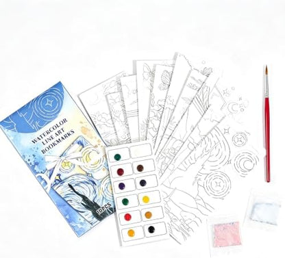 icceemee 10 pcs Bookmarks Oil Painting Themes Watercolor Painting, DIY Coloring Watercolor Art Kits for Gift, Book Corner - Protecting Bookmark Craft Supplies Kits by ICCEEMEE