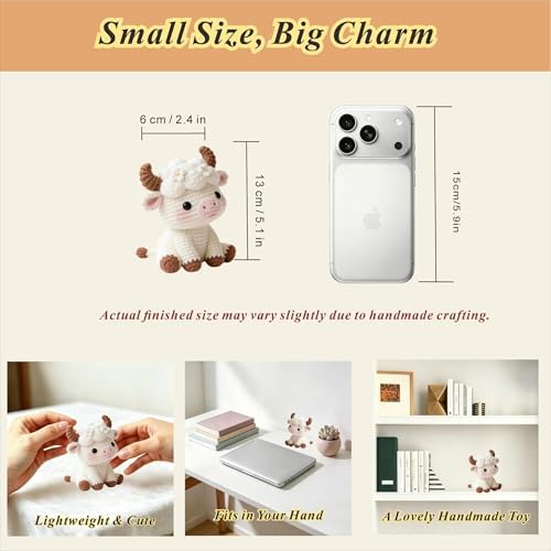Morcolplus Skyward Bull Crochet Kit for Beginners, Amigurumi Bull Crochet Starter Kit with Step-by-Step Video Tutorials, DIY Yarn Craft Crochet Animal Kit, Cute Creative Gift - Image 4