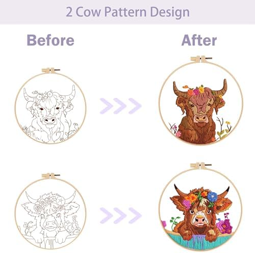 Offizon 2 PCS Embroidery Kit for Beginners Stamped Cos Pattern - Image 3