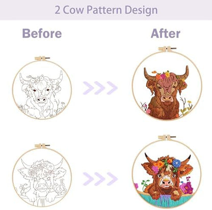Offizon 2 PCS Embroidery Kit for Beginners Stamped Cos Pattern - Image 3